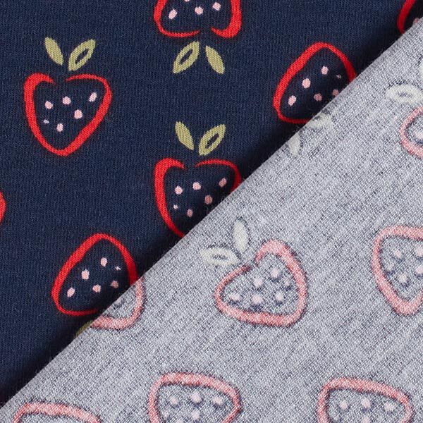 Katoenjersey Gestileerde aardbeien – marineblauw/vuurrood, image number 4