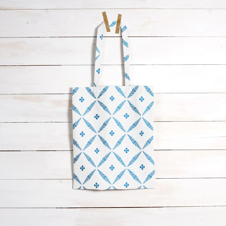 Decostof Katoenkeper elegante ruiten – wit/blauw, image number 7