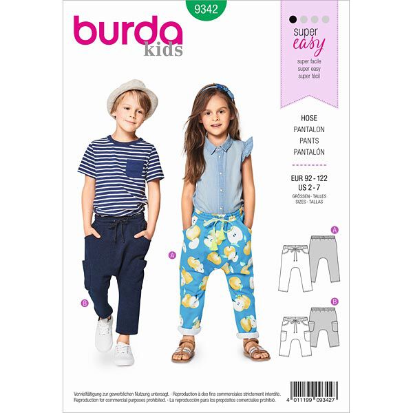 Elastische broek voor kinderen , Burda 9342 | 92 - 122,  image number 1