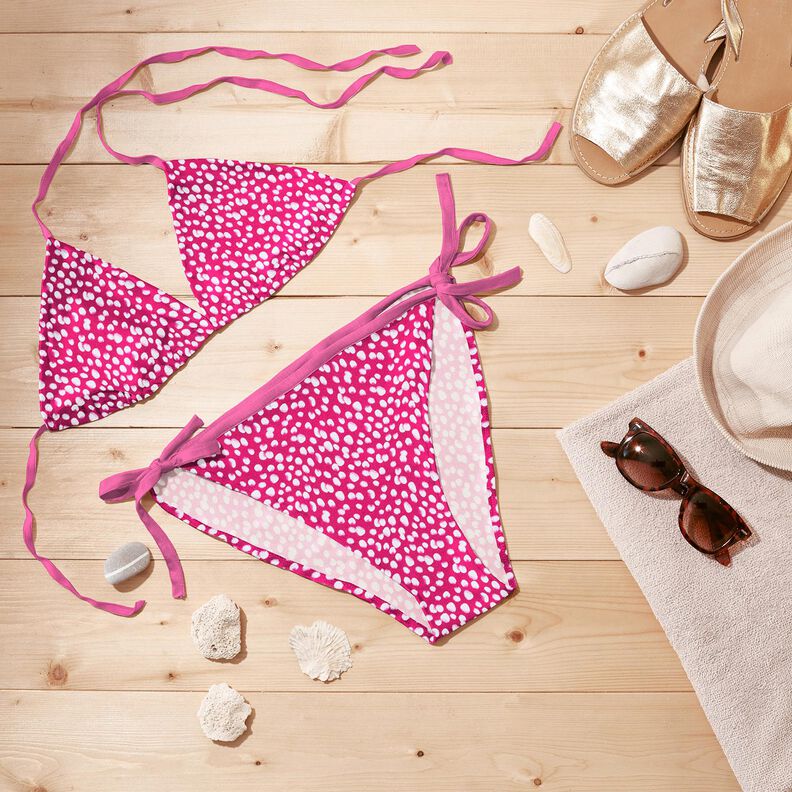 Badpakstof mini stippen – intens roze/wit,  image number 8