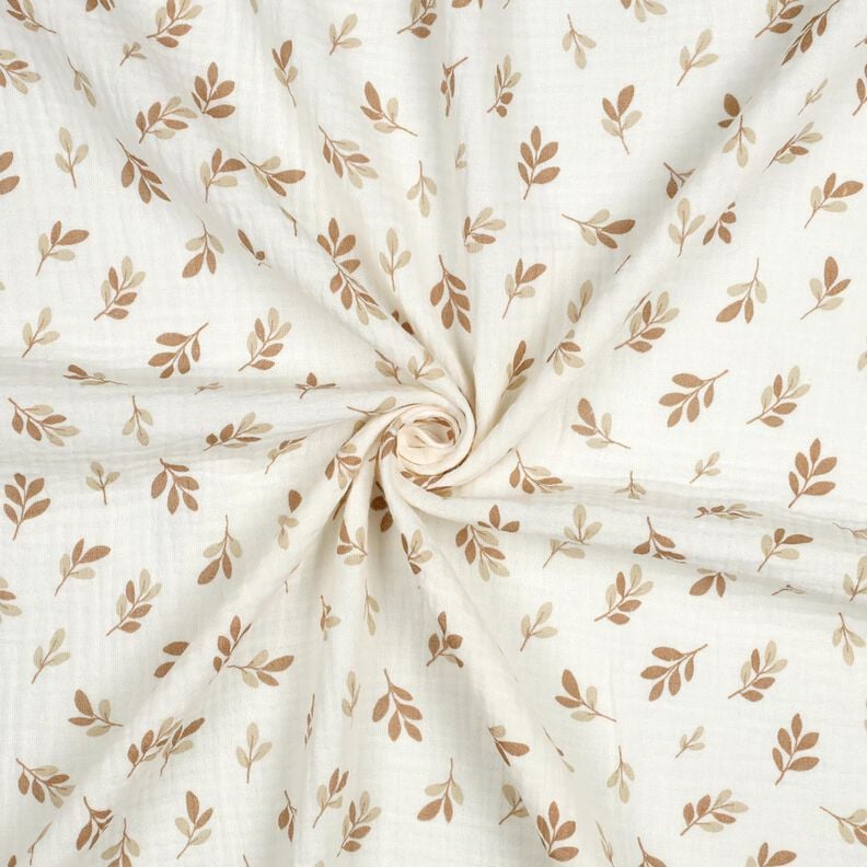 Mousseline/dubbel gehaakte stoffen Takken | Poppy Fabrics – ivoor/mocca,  image number 3