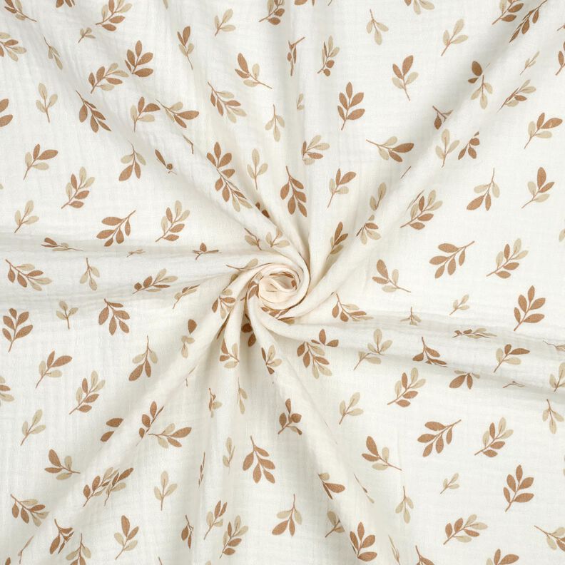 Mousseline/dubbel gehaakte stoffen Takken | Poppy Fabrics – ivoor/mocca, image number 3