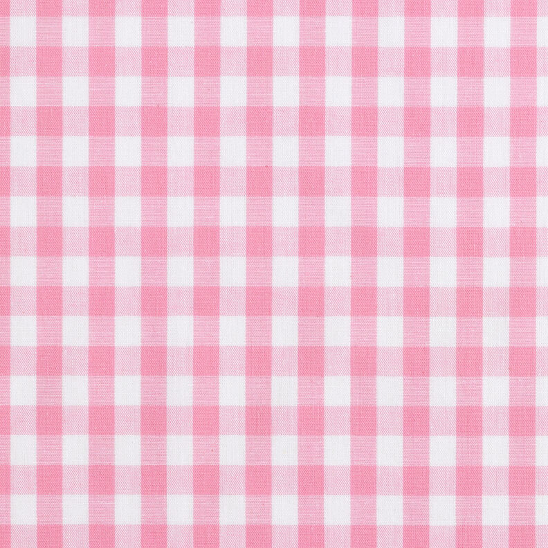 Katoenen stof Vichy ruit 1 cm – roze/wit,  image number 1