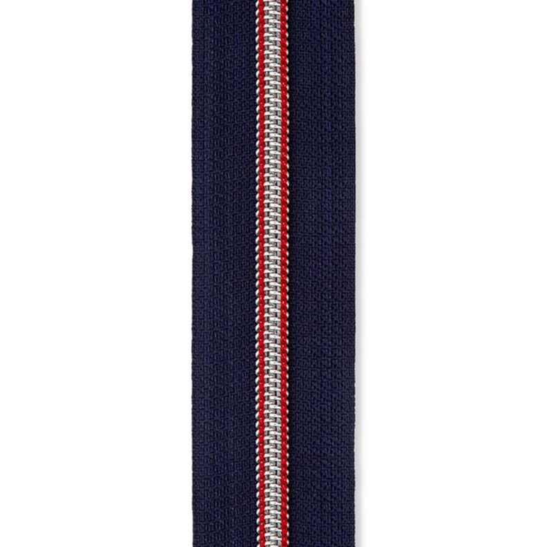 Eindeloze ritssluiting [5 mm] Metaal | Prym – marineblauw/rood,  image number 2