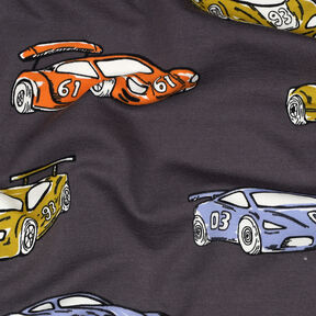 French Terry sommersweat Raceauto's | Poppy Fabrics – grijs, 