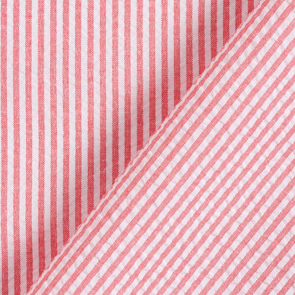 Seersucker Katoenmix strepen – rood/ecru, image number 4