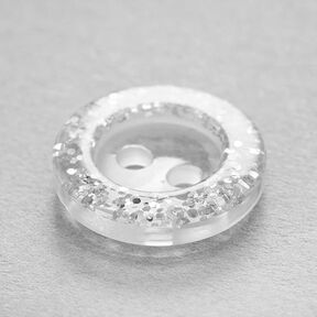 Glitterknoop met 2 gaten [ Ø13 mm ] – ecru, 