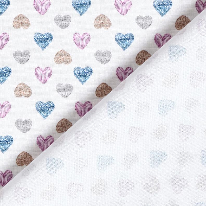 Katoenen stof Popeline Lieve hartjes – wit/pastelviolet,  image number 4
