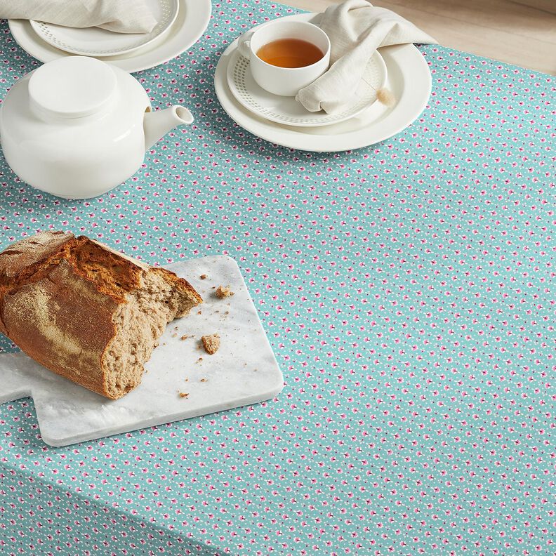 Katoenen stof Popeline kleine ornamenten – mint/pastelpaars – mint/pastelviolet, image number 7
