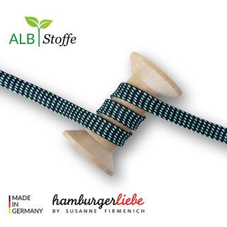 GOTS Biologische vlechtkoord TWIST ME Dots [15 mm] | Albstoffe – donkergroen/turkoois, 