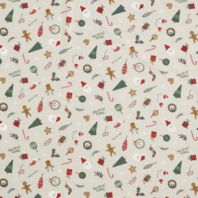 Decostof Half panama Kerstdecoratiemix – natuur/rood, 