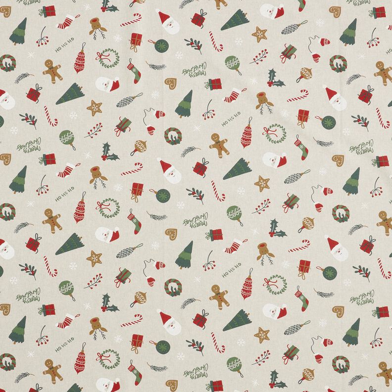 Decostof Half panama Kerstdecoratiemix – natuur/rood, image number 1