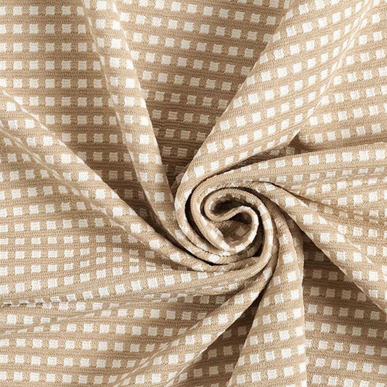 Jacquard jersey viscosemix vakjes – beige/wit,  image number 3