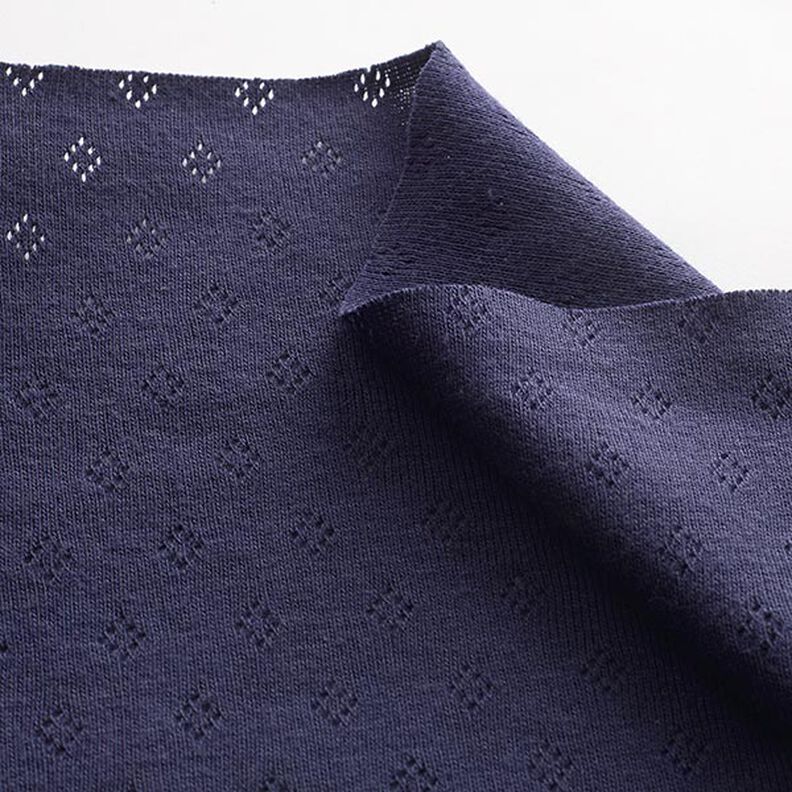 Fijngebreide jersey met gaatjesmotief – marineblauw,  image number 4