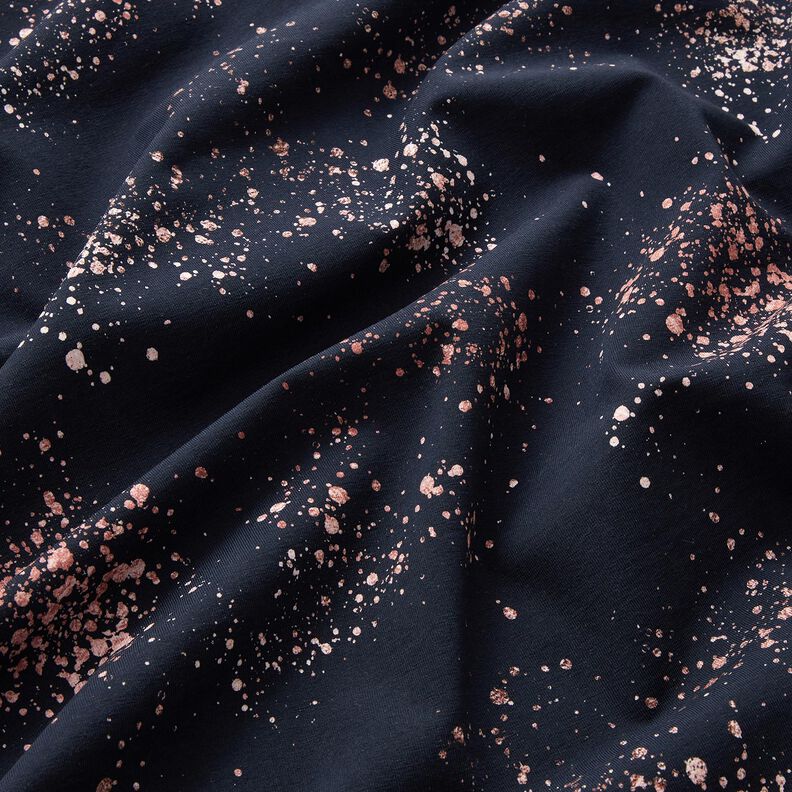 Katoenjersey Gouden vlekjes | Glitzerpüppi – zwart blauw/donker oudroze,  image number 2