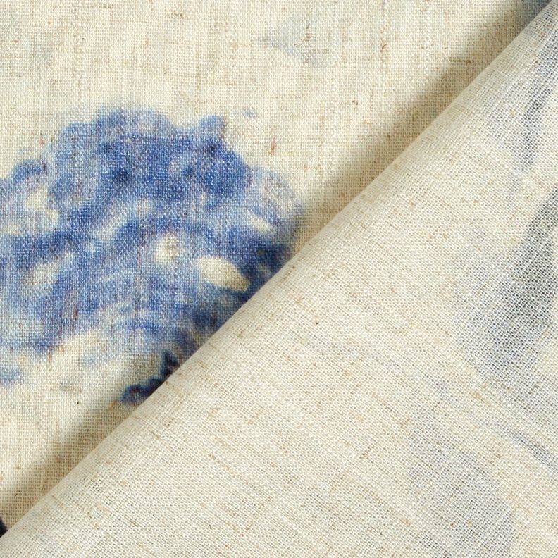 Viscose-linnen-mix Aquarelrozen – natuur/marineblauw,  image number 4