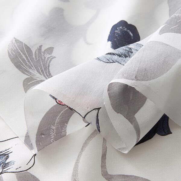 Zijde-viscose-satijn ornamentale bloemen – wit,  image number 3