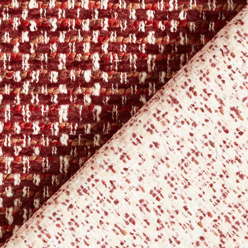 Bekledingsstof kleurrijke bouclé-look – bordeauxrood/creme,  image number 3