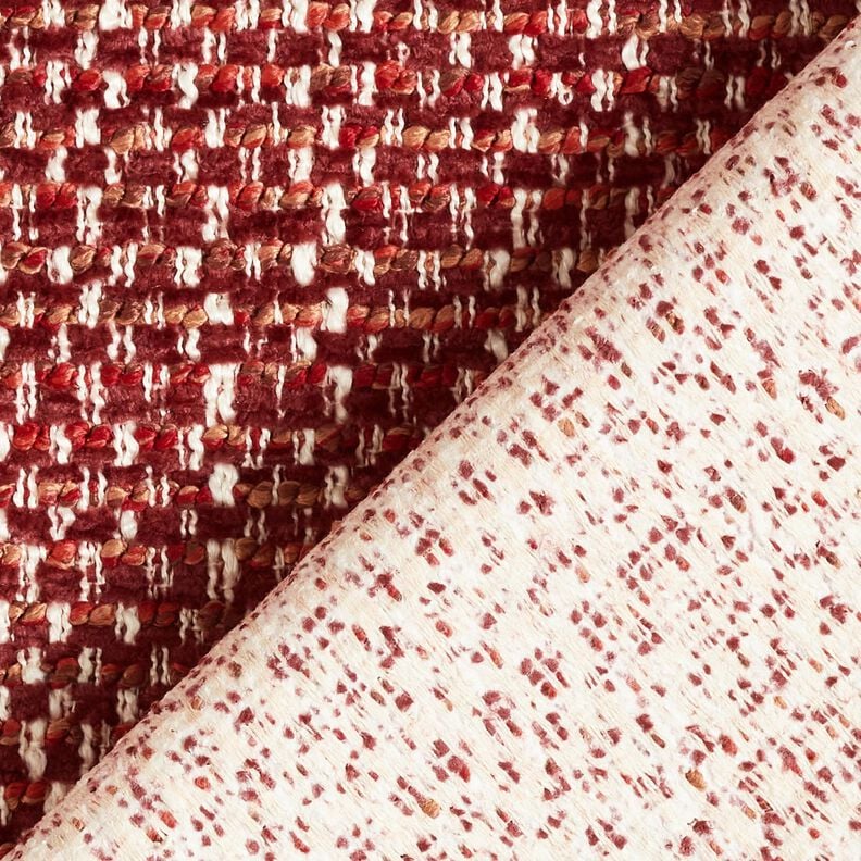 Bekledingsstof kleurrijke bouclé-look – bordeauxrood/creme, image number 3