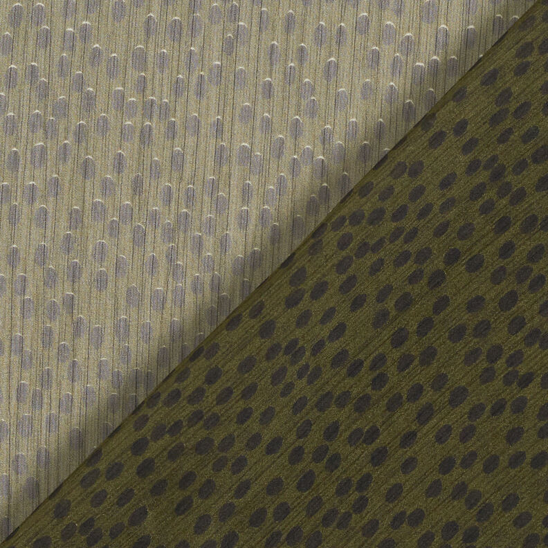 Crêpe chiffon grote stippen – kaki/zwart,  image number 5