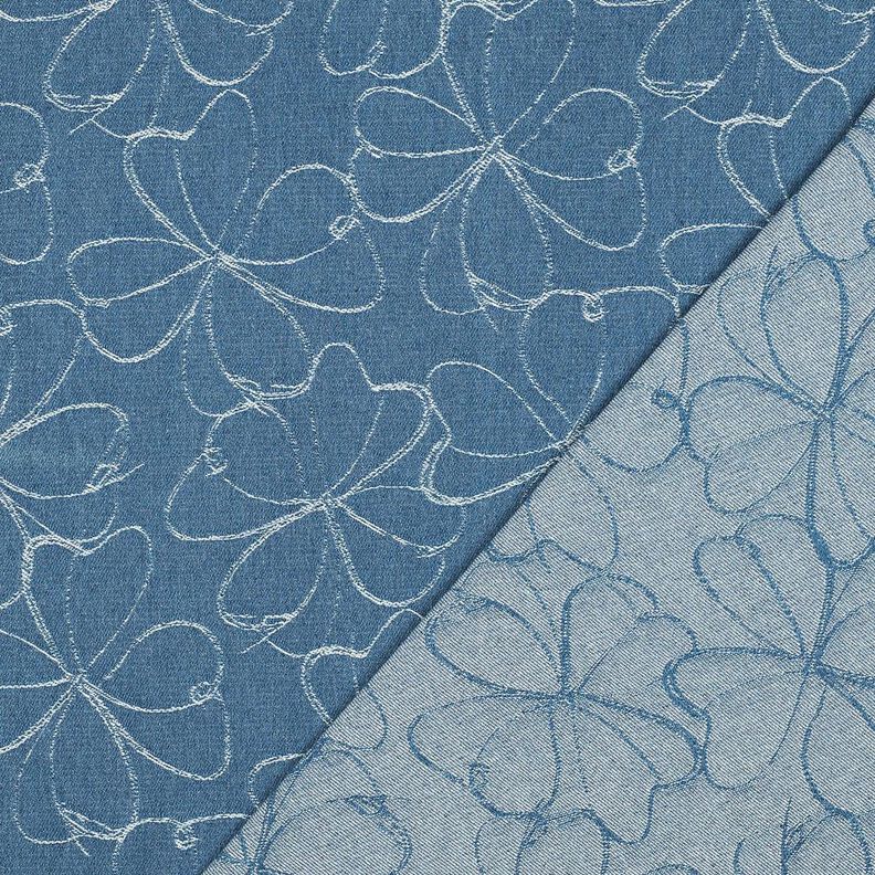 Jeans Jacquard Bloemen | Poppy Fabrics – jeansblauw,  image number 4