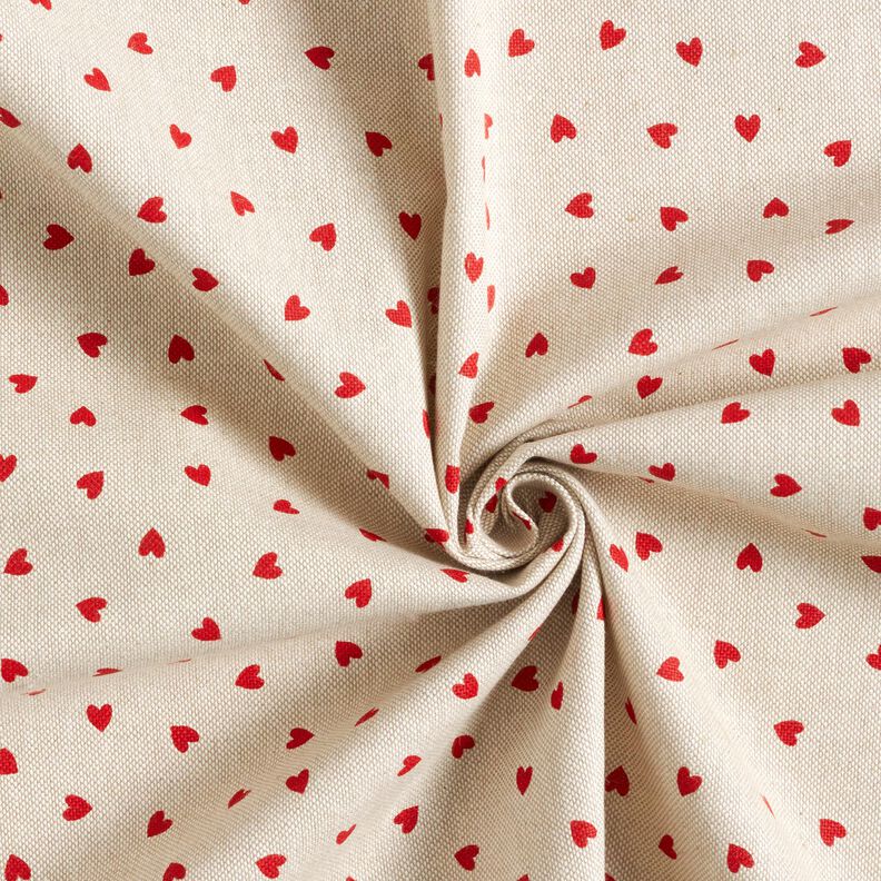 Decostof Half panama verspreide miniharten – natuur/rood,  image number 3