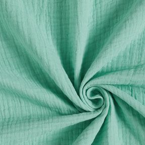 Drielaagse katoenen mousseline Effen – eucalyptus, 