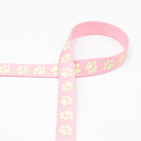 Reflecterende geweven tape Hondenriem Pootjes [20 mm] – roze, 