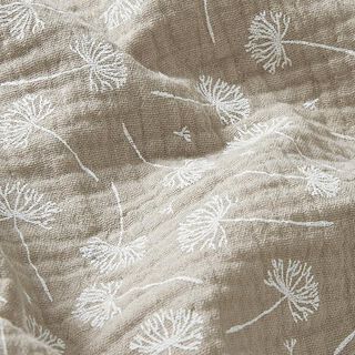 Mousseline/dubbel gehaakte stoffen Paardenbloemen – beige/wit, 
