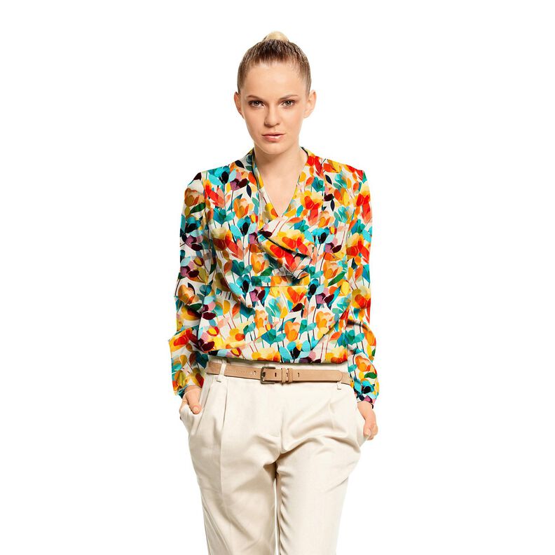 Viscose-linnen-mix gestileerde bloemen – ecru/oranje, image number 5