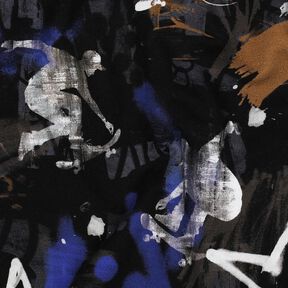 French Terry sommersweat Skate-graffiti Digitaal printen | Poppy Fabrics – zwart/indigo, 