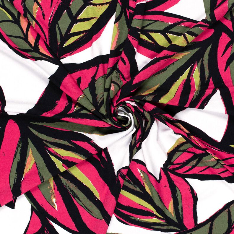 Viscosejersey Grote bladeren – intens roze/nachtblauw,  image number 3