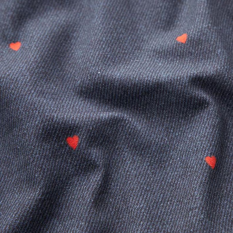 Katoenjersey Jeanslook harten Digitaal printen – blauwgrijs/vuurrood, image number 2