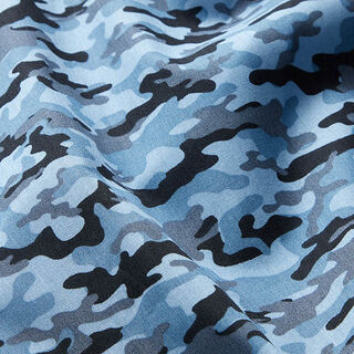 Katoenen stof Popeline Camouflage – blauw, 
