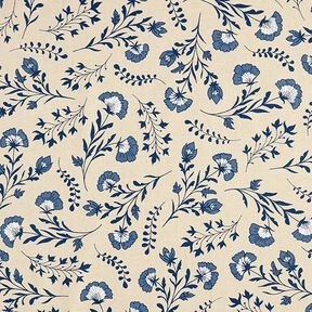 Decostof Half panama Bloemetjes – natuur/oceaanblauw, 