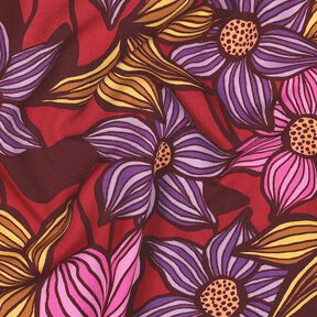 LENZING™ EcoVero™ Viscosestof Bloemen | Poppy Fabrics – merlot/perzik, 