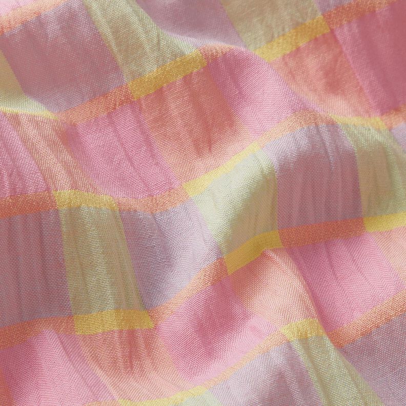 Seersucker kleurrijke ruiten – lichtroze/citroengeel,  image number 2