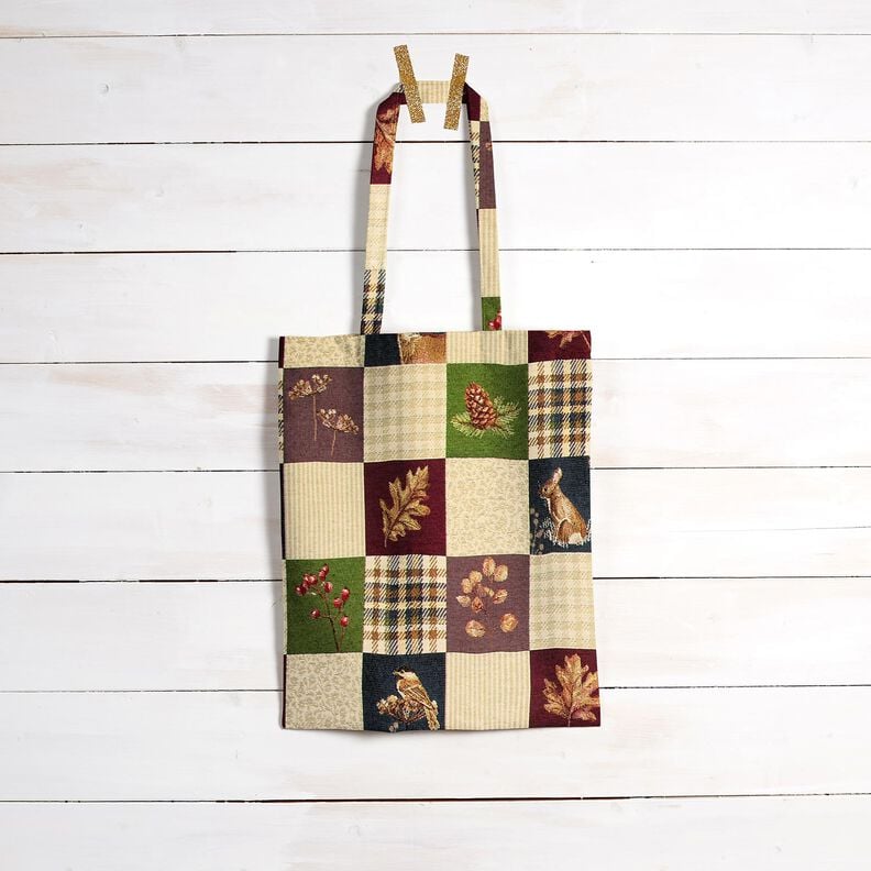 Decostof Gobelin herfstachtig lappendeken – lichtbeige/karmijnrood,  image number 6