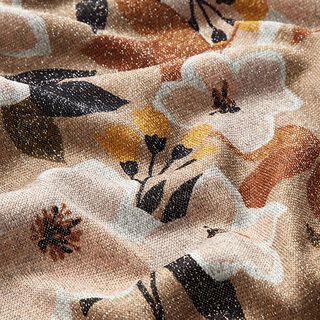 Fijngebreide bloemen met glitteraccenten – donkerbeige, 