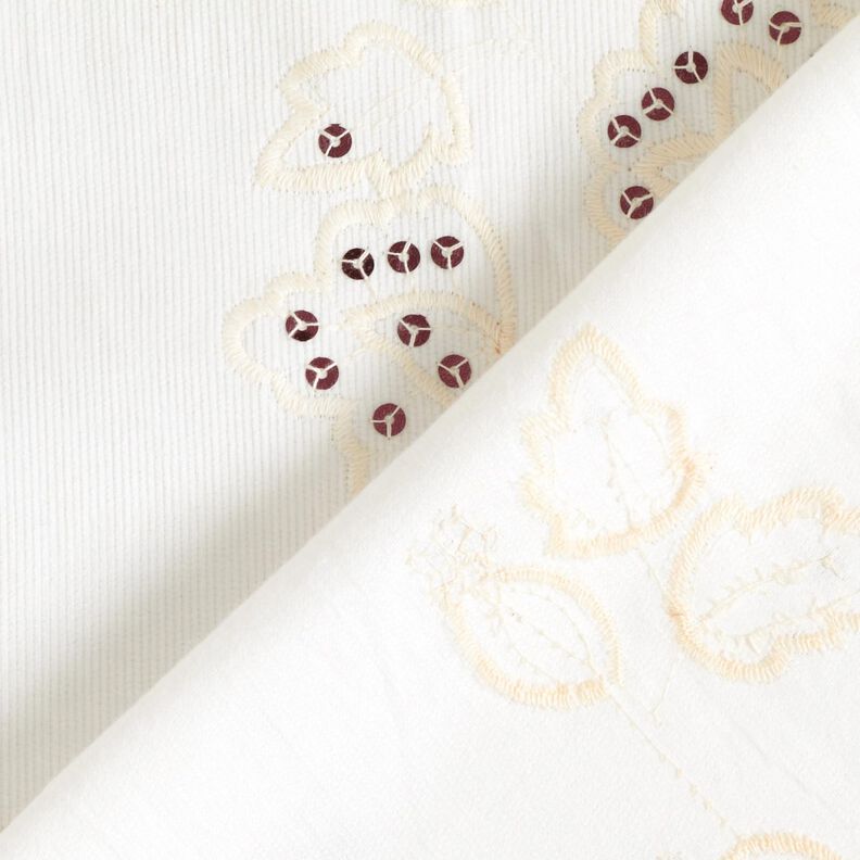 Fijne corduroy borduursels en paillettenbloemen – creme,  image number 5
