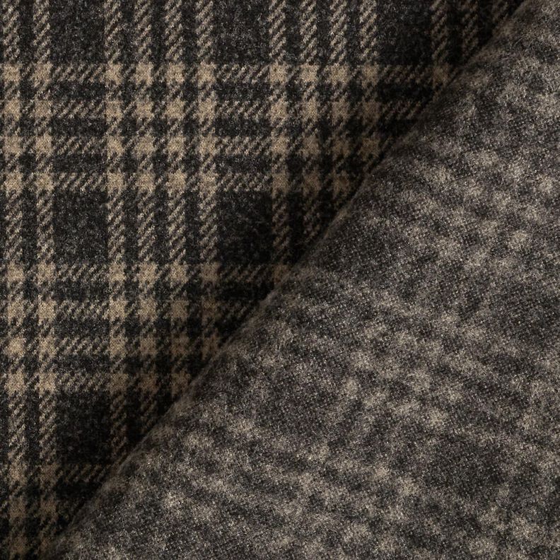 Gebreide stretch mantelstof ruiten – zwart/beige, image number 4