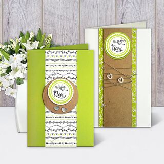 Stickerset huwelijksmenu Ø 4,8 cm [ 24 Stuk ] – ecru/groen, 