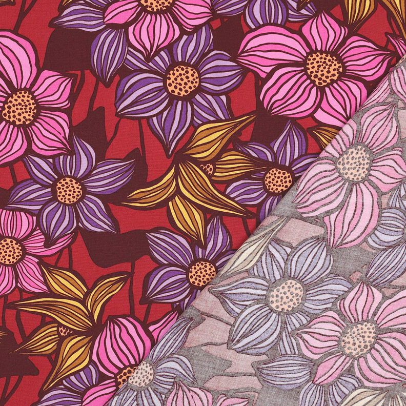 LENZING™ EcoVero™ Viscosestof Bloemen | Poppy Fabrics – merlot/perzik,  image number 4