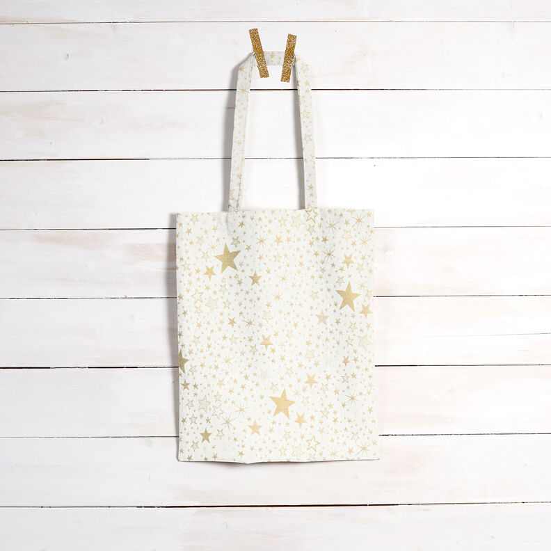 Decostof Jacquard Lurex zee van sterren – lichtbeige/goud,  image number 7