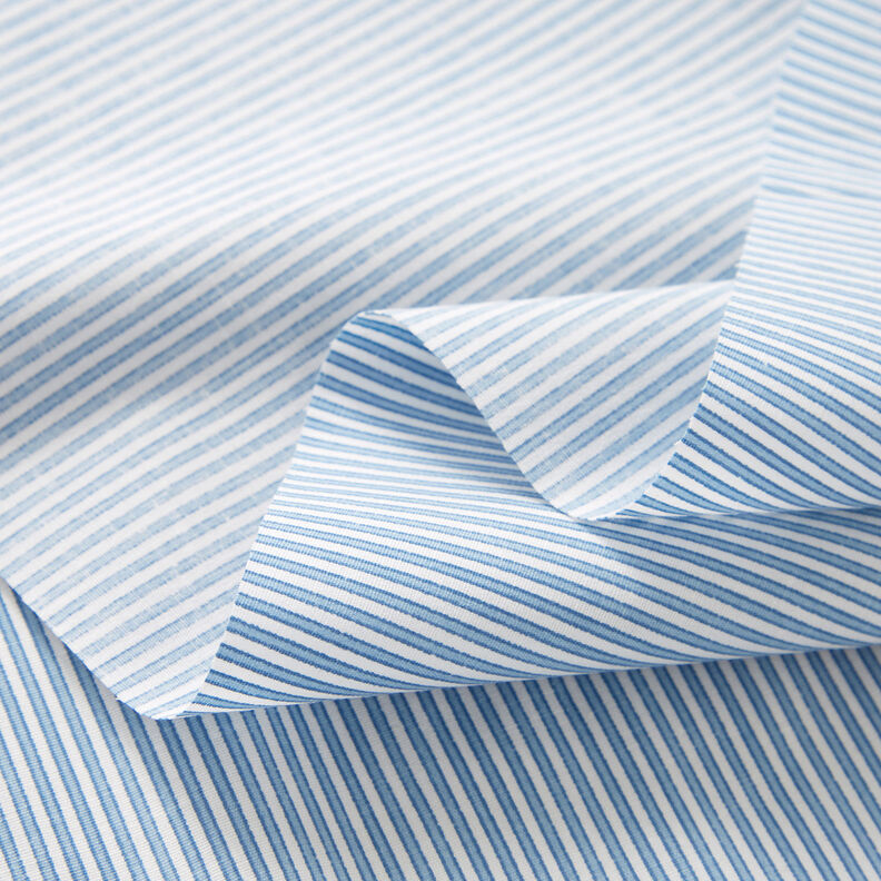 Overhemdstof stretch smalle strepen – wit/lichtblauw,  image number 3