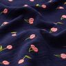 Mousseline/dubbel gehaakte stoffen opgestikte kersen | Poppy Fabrics – nachtblauw/roze,  thumbnail number 2