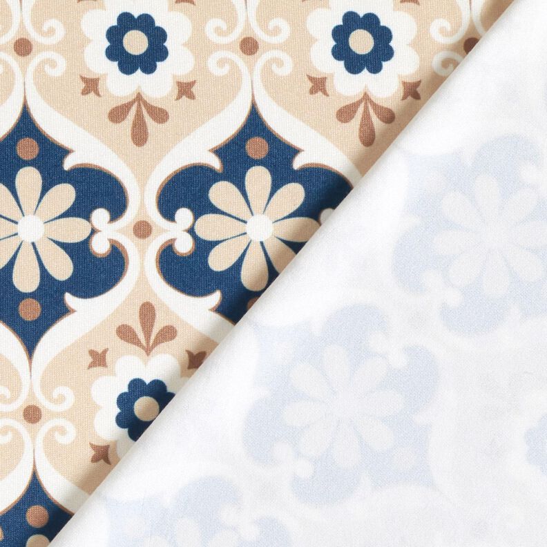Jersey bloemenornamenten – beige/marineblauw, image number 5