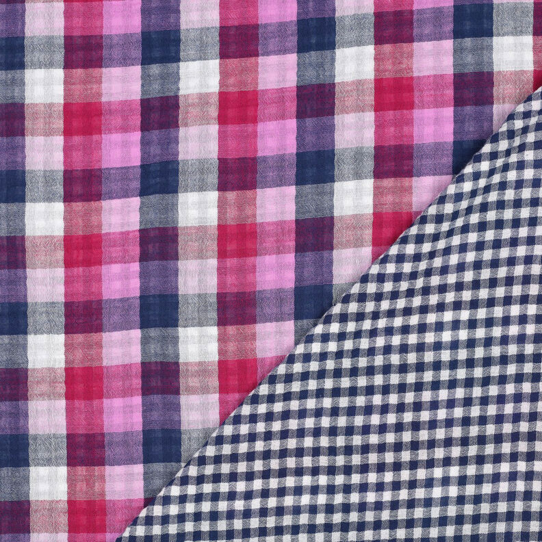 Mousseline/dubbel gehaakte stoffen Ruit Doubleface | Poppy Fabrics – lila/marineblauw, image number 4