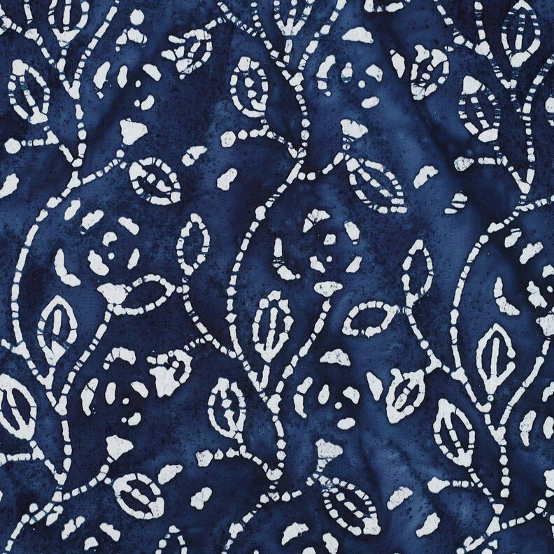 viscose voile batik bladtakken – indigo/wit,  image number 1