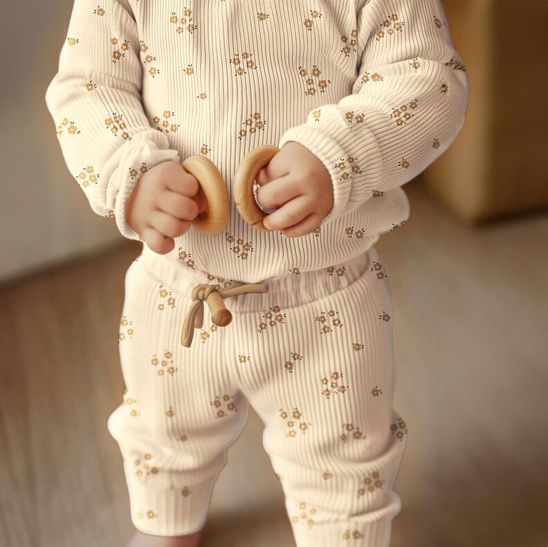 GOTS Ribjersey Losse bloemen | Poppy Fabrics &ndash; creme/reekalf,  image number 7